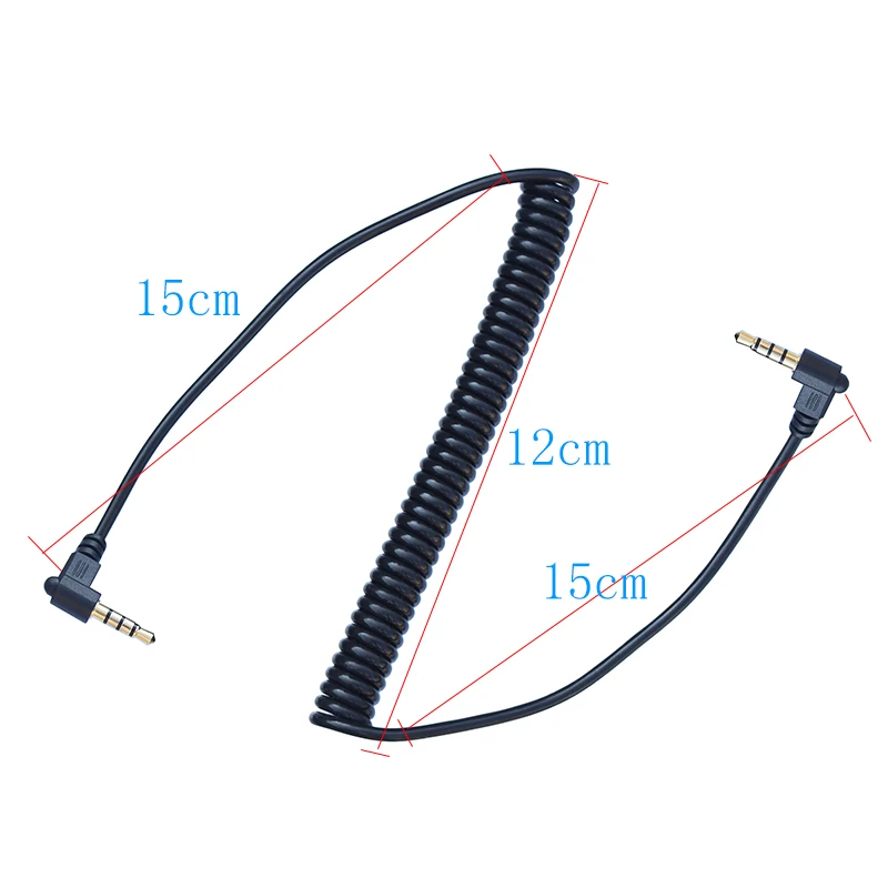 Dual Right Angled 3.5mm TRRS to TRRS Spring Retractable  4 Pole AUX Cable Stereo Audio Male to Male