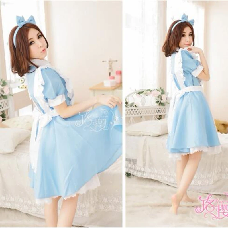 Halloween Vrouwen Kostuum Volwassen Anime Alice In Wonderland Blue Party Dress Alice Droom Vrouwen Sissy Maid Lolita Cosplay