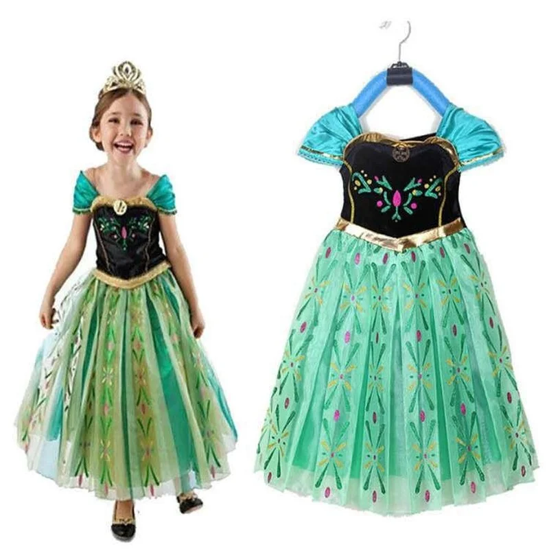 

Anna Dress for Girl Cosplay Snow Queen Princess Costume Kids Halloween Clothes Children Birthday Carnival Fancy Party Disguise