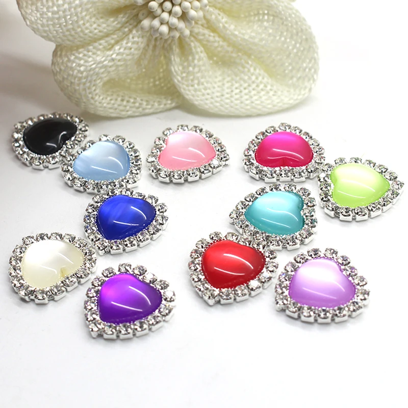 2020 ZMASEY New Fashion10Pcs/Lot 18mm Heart Beautiful Buttons Metal Silver Handwork Festive Party Warm and Romantic Love Decor