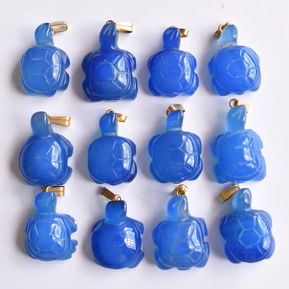 

wholesale 12pcs/lot fashion natural blue onyx carved Turtle Tortoise Charms pendant for Necklaces jewelry making free shipping