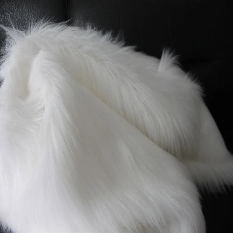 Pure White Rabbit Soft Plush Faux Fur Fabric, Sewing Material, DIY Home Decoration, Chair Blanket, Good, 9cm, 150x50cm, 1Pc