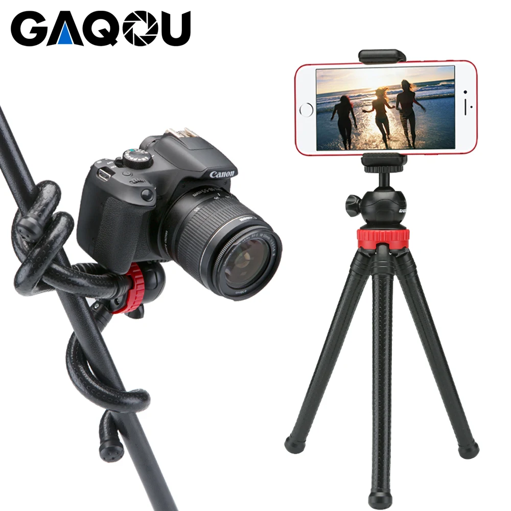 GAQOU Portable Tripod Flexible Octopus Travel Mini Mobile Phone Tripod Bracket Monopod Selfie Stick For iPhone DSLR Camera Gopro