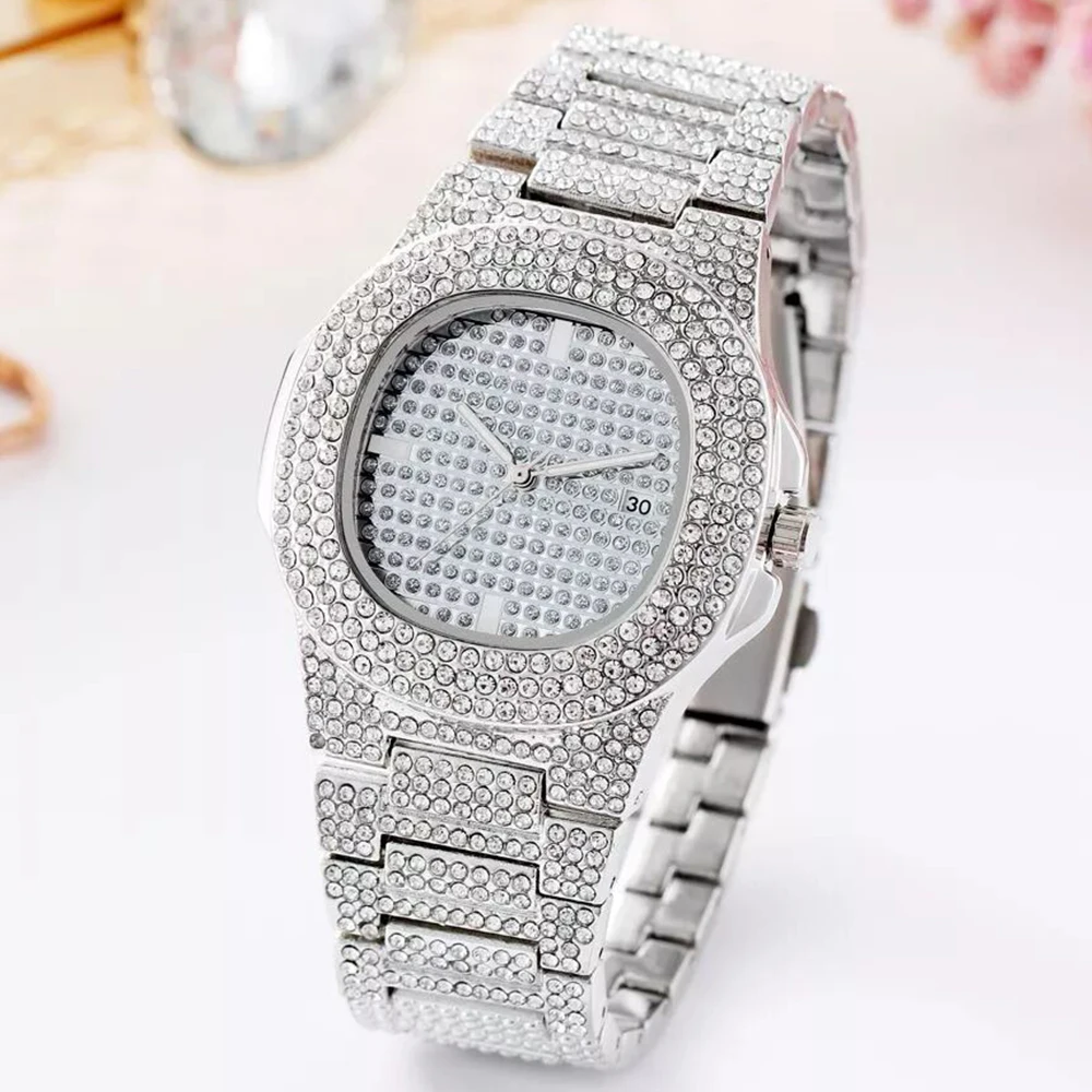 2021 Fashion Iced Out Watch Men Diamond Steel Hip Hop Mens Watches Top Brand Luxury Gold Clock reloj hombre relogio masculino