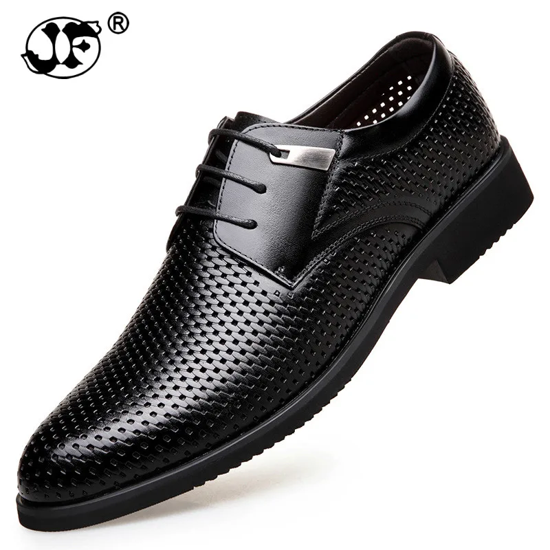 

Summer Fashion Formal Men Shoes Punch Lace Breathable Hollow Business Dress Shoes Genuine Leather Casual Sandals Oxfords rty67