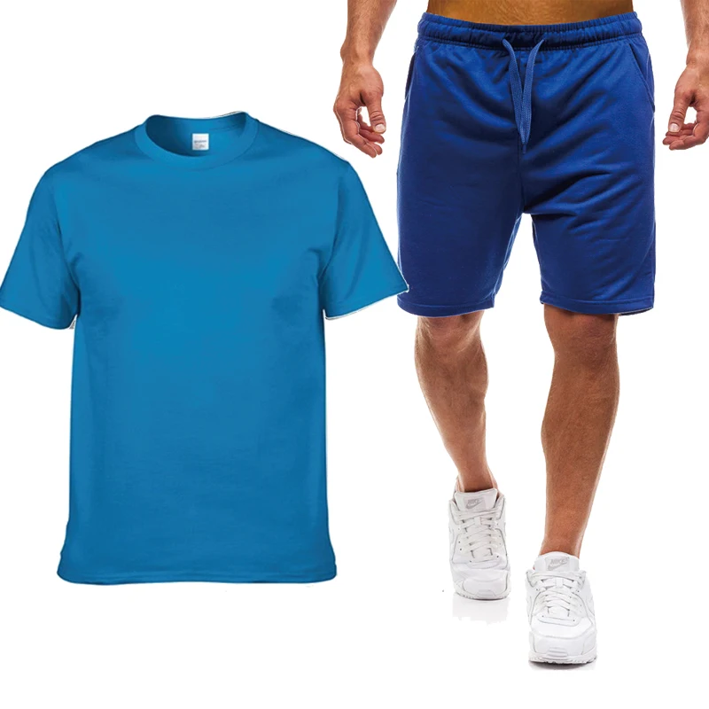 Zomer Mannen Polo Shirt Leeg Hoge Kwaliteit Katoen Mode Casual Mannen T-shirts Hoge Kwaliteit Mannen T-shirt + shorts 2 Stuk Set