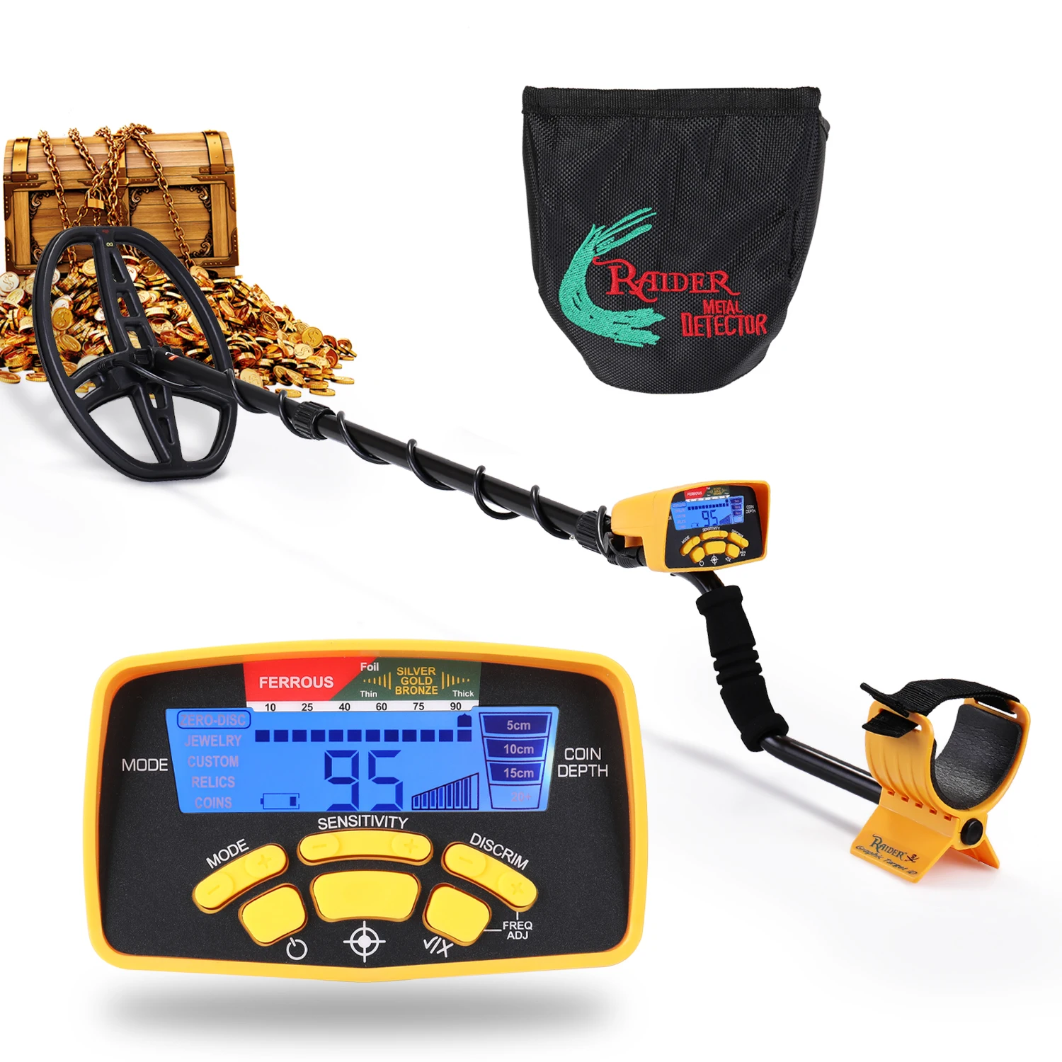 Professional Underground Metal Detector MD6450 with Backlight LCD 400i Digital Display  with 11