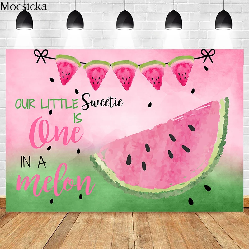 Sweet Watermelon Photography Background Watermelon Scissors Decoration Props Child Portrait 1st Birthday Photo Backdrop Studio