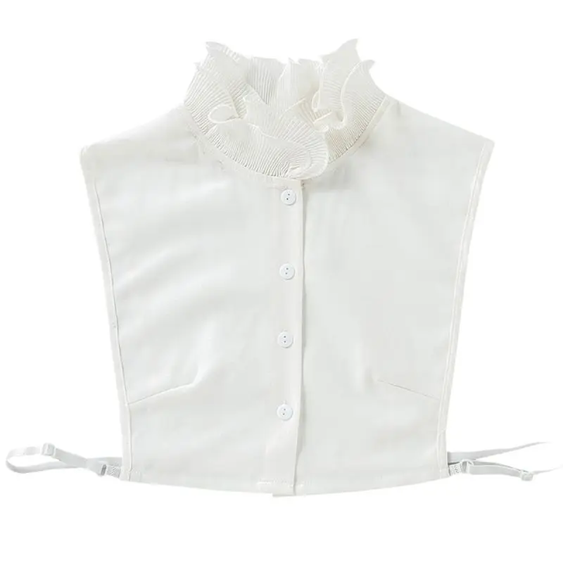 New Women Sweet Layer Agaric Ruffles Stand False Fake Collar Button Down Half-Shirt