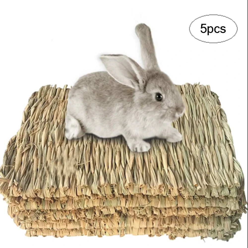 

Small Animal Lawn Mat 5pcs Woven Mattress Rabbit Bedding Nest Bed for Guinea Pig Parrot Hamster