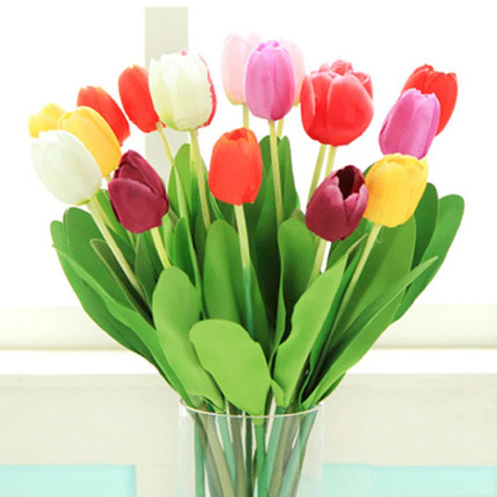 

15pcs 64cm high and 30cm high artificial flower bouquets tulip flower bouquets flower bunches for home decoration