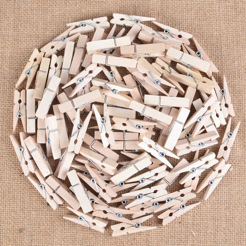 50PCS 35mm Colorful Spring Wood Clips Clothespin Photo Paper Peg Pin Clothespin Craft Clips Party Holiday DIY Home Decoration