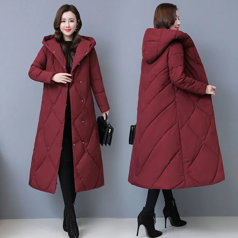 6XL Down Cotton Jacket Women Winter Extended Parkas Middle-aged Female Thick Warm Hooded Overcoat  Femme Jacket C1671