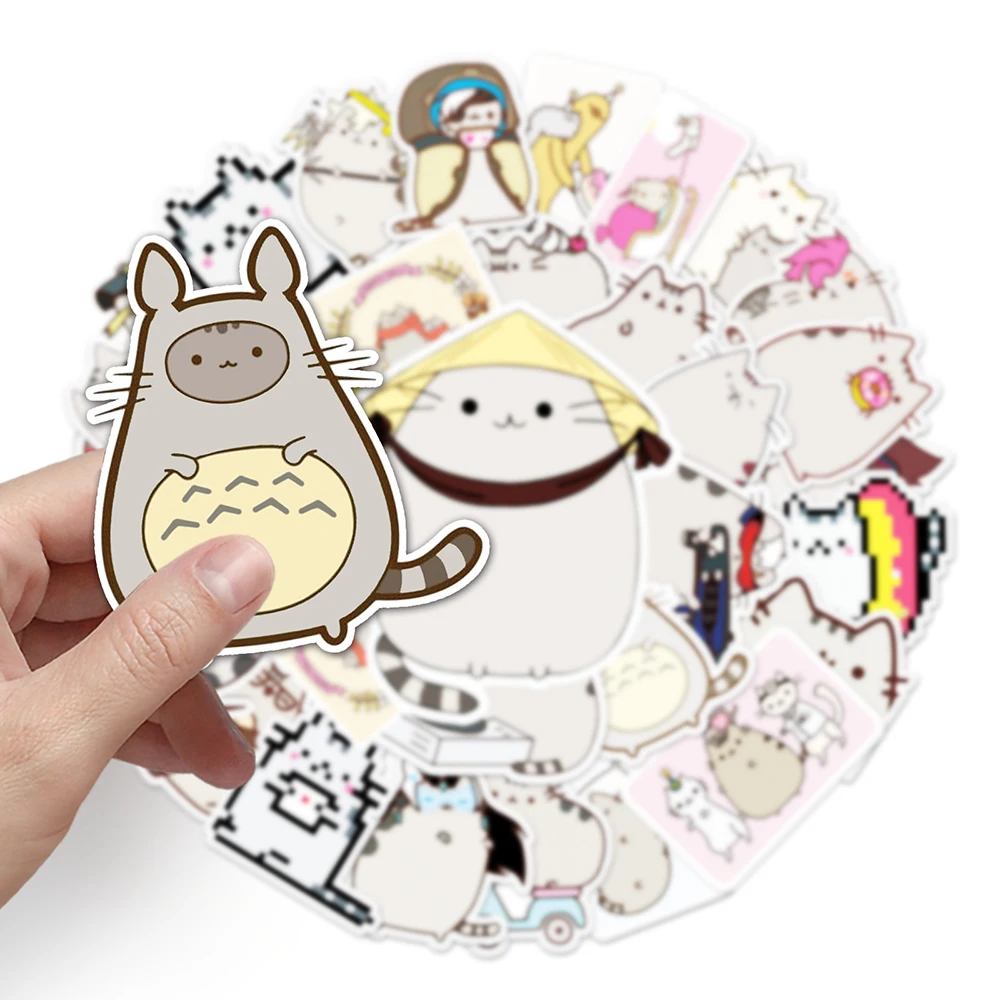 10/30/50pcs Chunky Cat Pixel Cartoon Stickers DIY Diary Laptop Notebook Phone Luggage Fridge Decals Waterproof Sticker For Kids