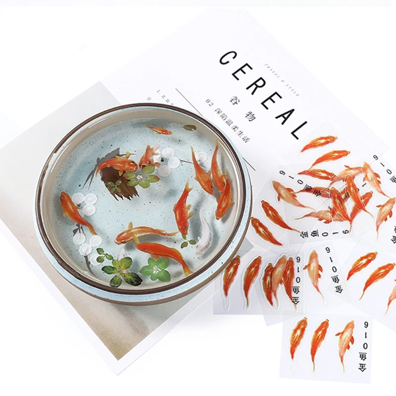 

10Pc 3D Real Goldfish Clear Film Sticker For Resin DIY Painting Jewelry Making