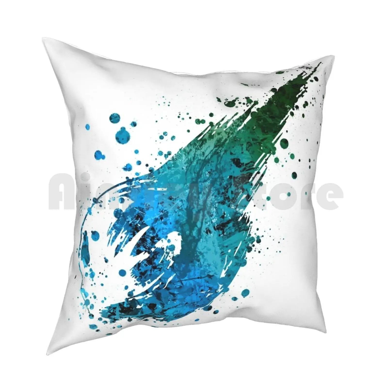 Final Fantasy ( Lite ) Splatter Pillow Case Printed Home Soft DIY Pillow cover Final Fantasy Splatter Blue Meteor Meteorite