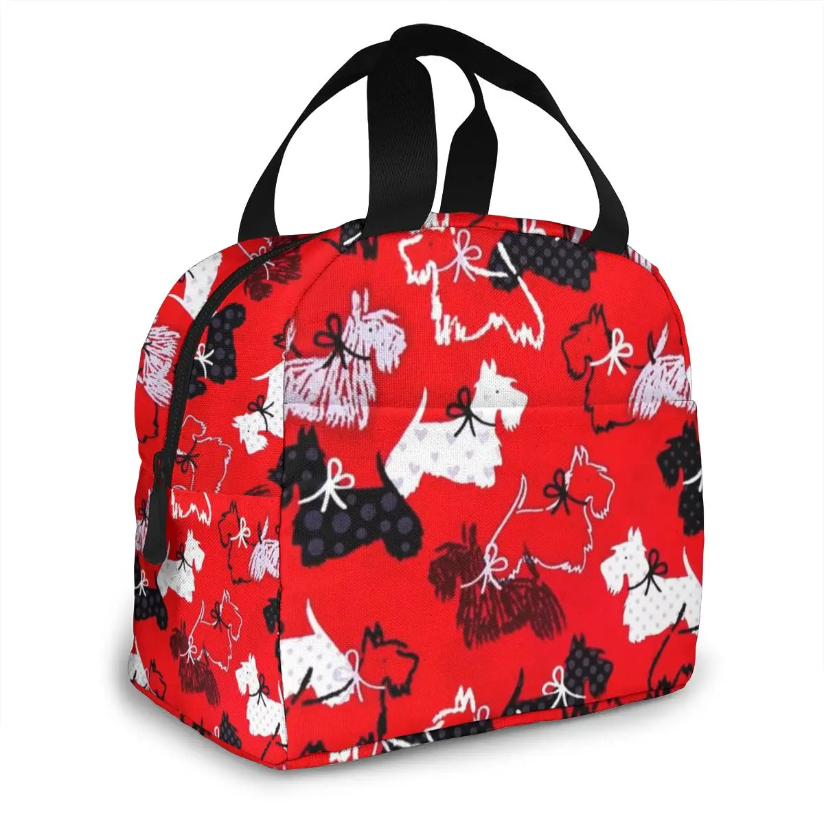 NOISYDESIGNS Cartoon Westie Printing Portable Lunch Bag Thermal Insulated Tote Picnic Food Cooler Bag Pouch Lunch Storage Case