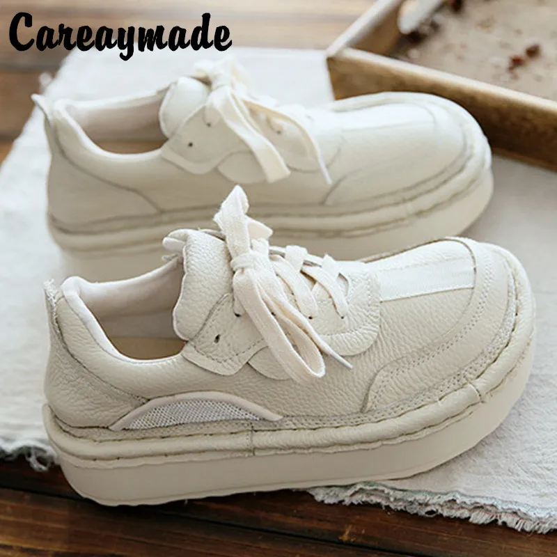 Careaymade-Real leather women\'s shoes simple retro shoes muffin student  single shoes comfortable Japanese leisure pantshoes