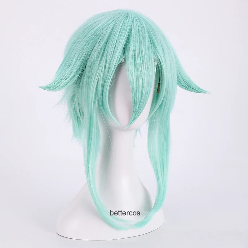 Peruca sobressalente de cosplay + chapéu, peruca asada shino de cabelo sintético, resistente ao calor, cor azul