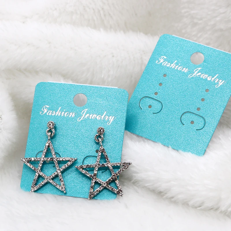 Wholesale 100pcs/lot Paper PVC Earrings Display Cards Holder Plastic Hook Cards Jewelry Stand Price Tags DIY Showcase Sets