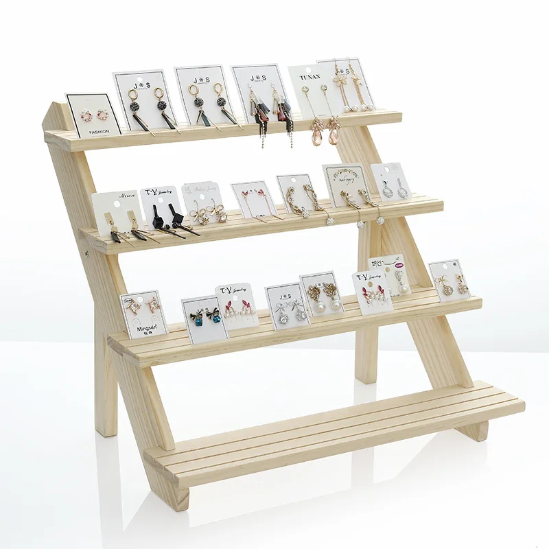 2/3/4/5-Layer Wood Earring Stand Display Jewelry Display Rack Tiered Jewelry