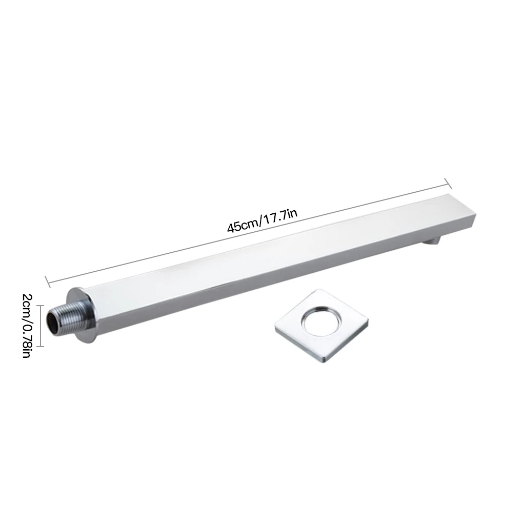 Square Brass Shower Arm Wall Mount Ceiling Shower Bracket Bathroom Bath Extension Pipe, 45cm