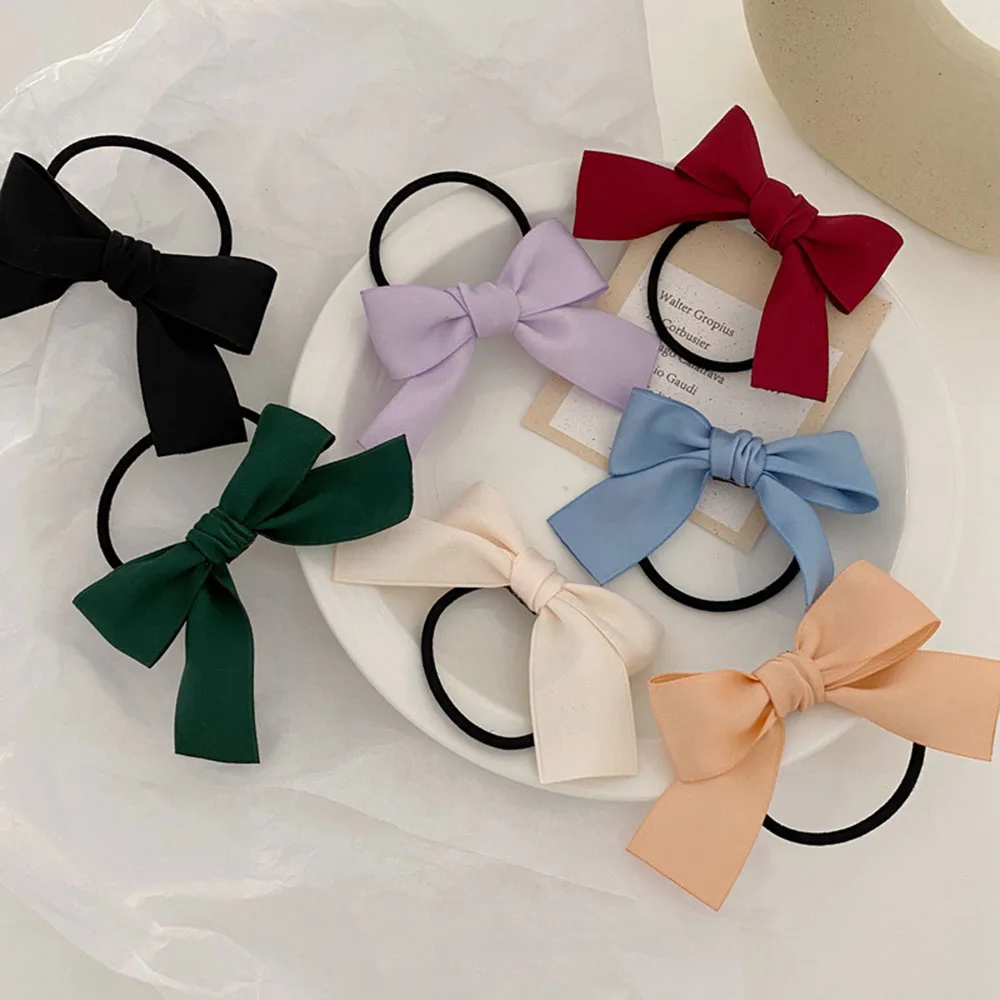 1pc Children Cute Elegant Bowknot Hair Ties Woman Hair Accessories Girl Hair Ribbon Girl Hair Ornament Hairband Elastic Hairband