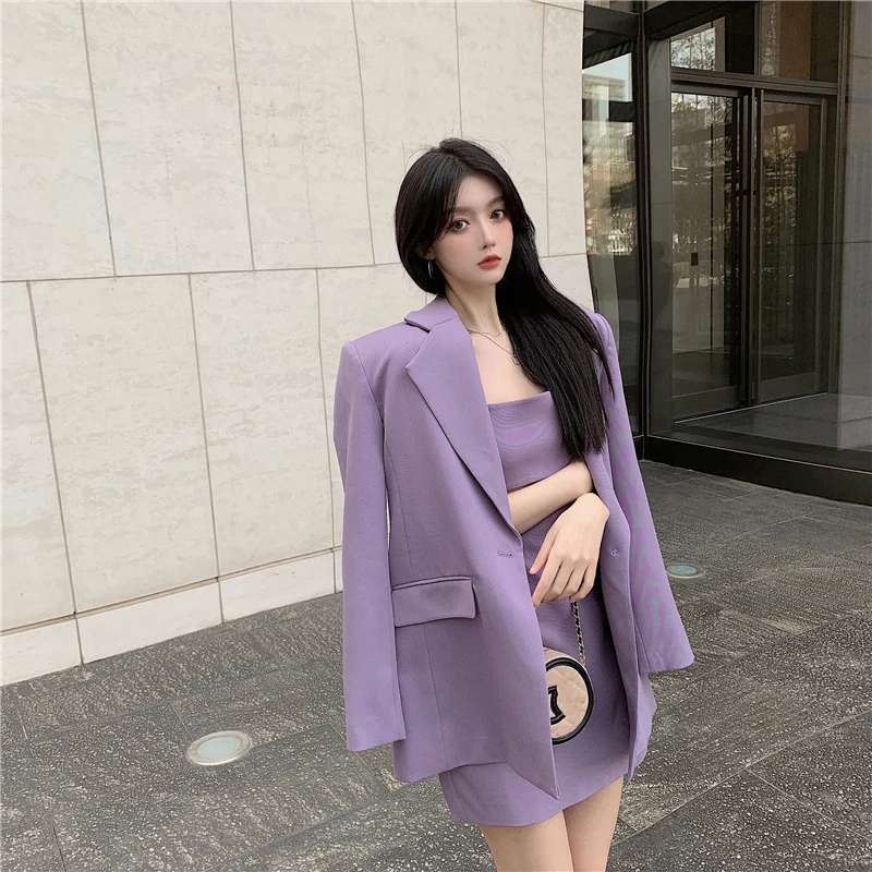 Women 2 Piece Set Blazer Strap Dress High Waist Club Dresses Fashion Summer Sleeveless Sexy Mini Dress Suit Jacket Women's Suit