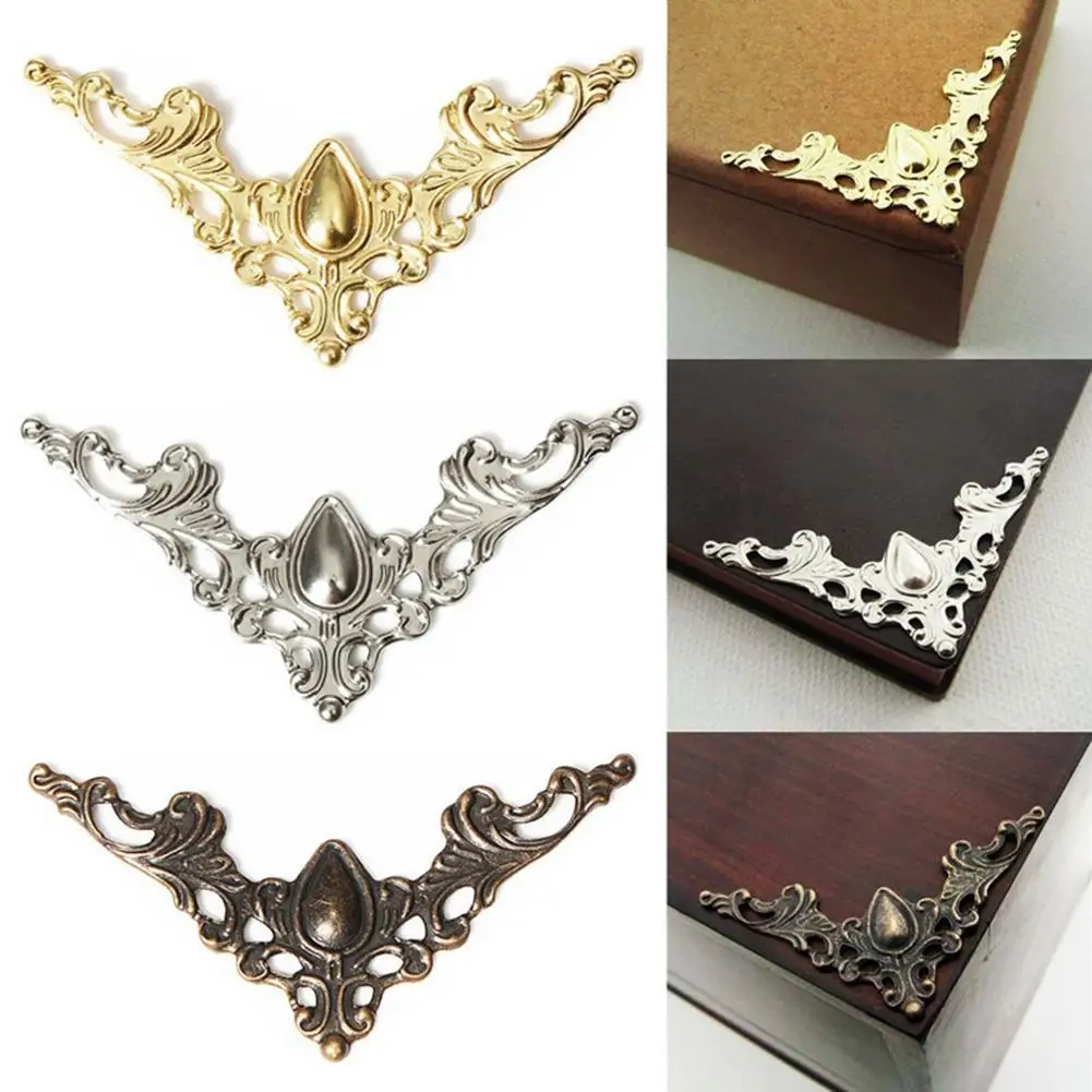 

24 Pcs Jewelry Iron Case Scrapbook Box Desk Corner Decorative Guard Crafts Album Decorative Cover Antique Angled Cornera