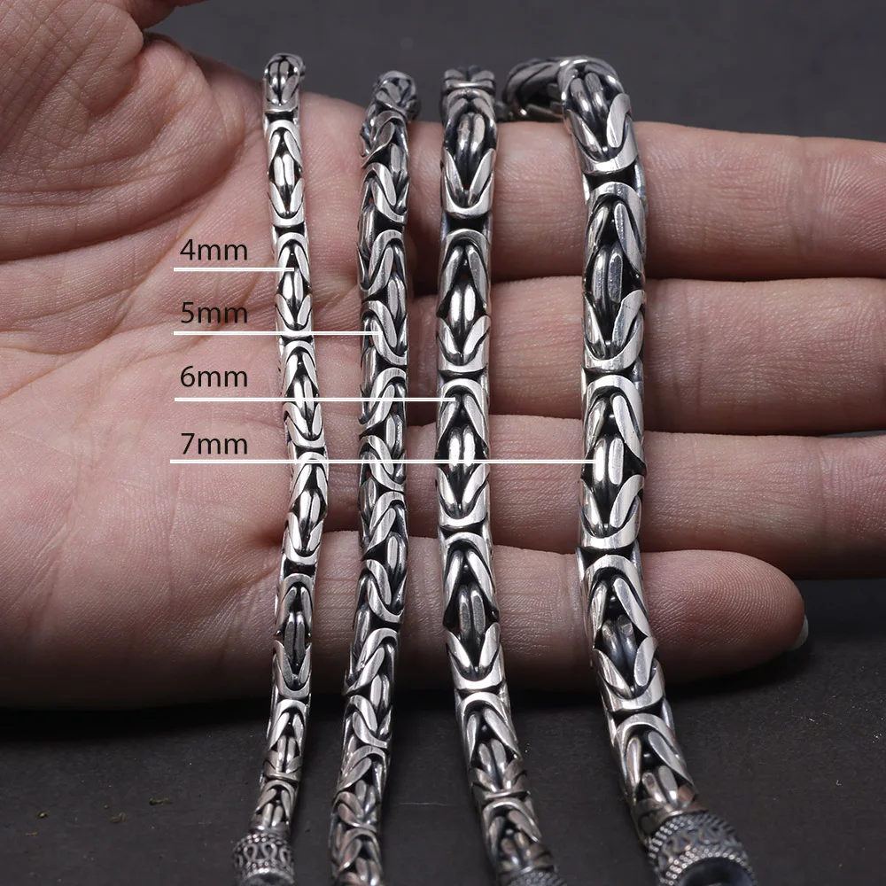 リアルピュア 925 スターリングシルバービザンチンブレスレット男性