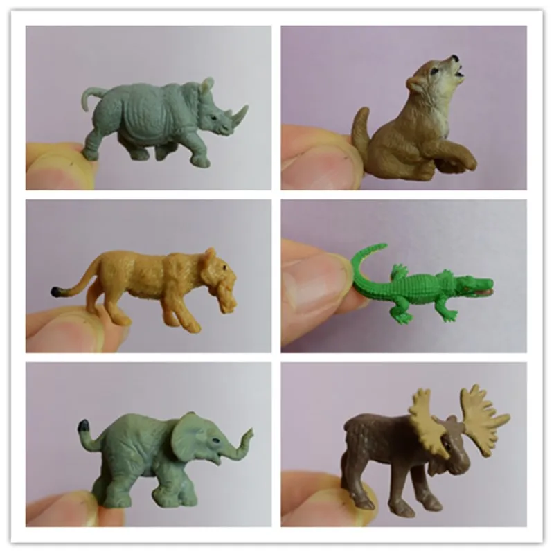 Miniatures Wild Animal Model Decor Crocodile Lion Elephant Bear Monkey Giraffe Ornament Action Figure Figurine Toys for Children