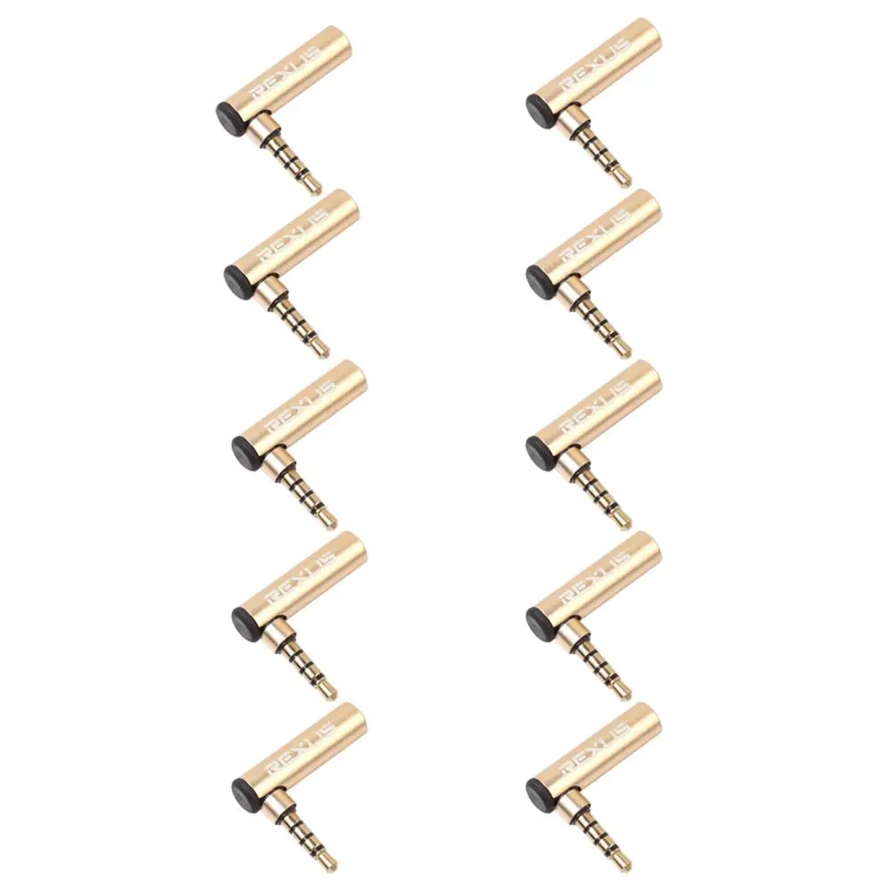 Adaptador de conector de micrófono de Audio estéreo para teléfono y ordenador, Conector de clavija macho a hembra, 90 grados, chapado en oro, 3,5mm