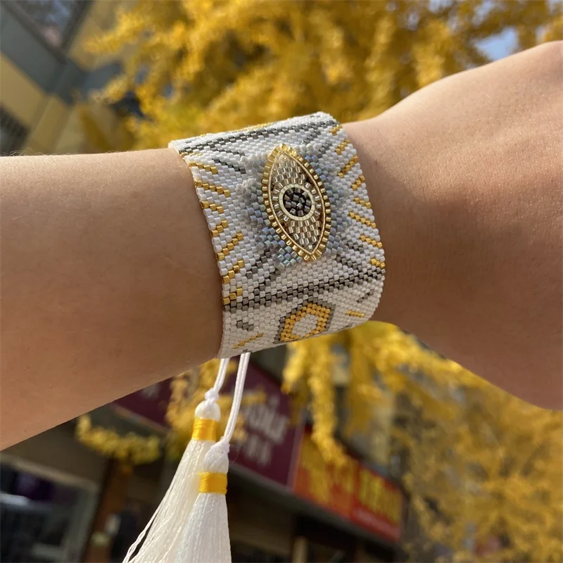 

ZHONGVI Evil Eye Bracelet For Women Trendy Multilayer Crystal Pulsera Friendship Tassel Jewelry Handmade Miyuki Bracelets