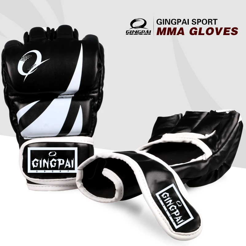 

GINGPAI Sanda MMA Thickened Boxing Gloves For Adults/Kids PU Leather Half Finger Punching Professional Combat Karate Taekwondo