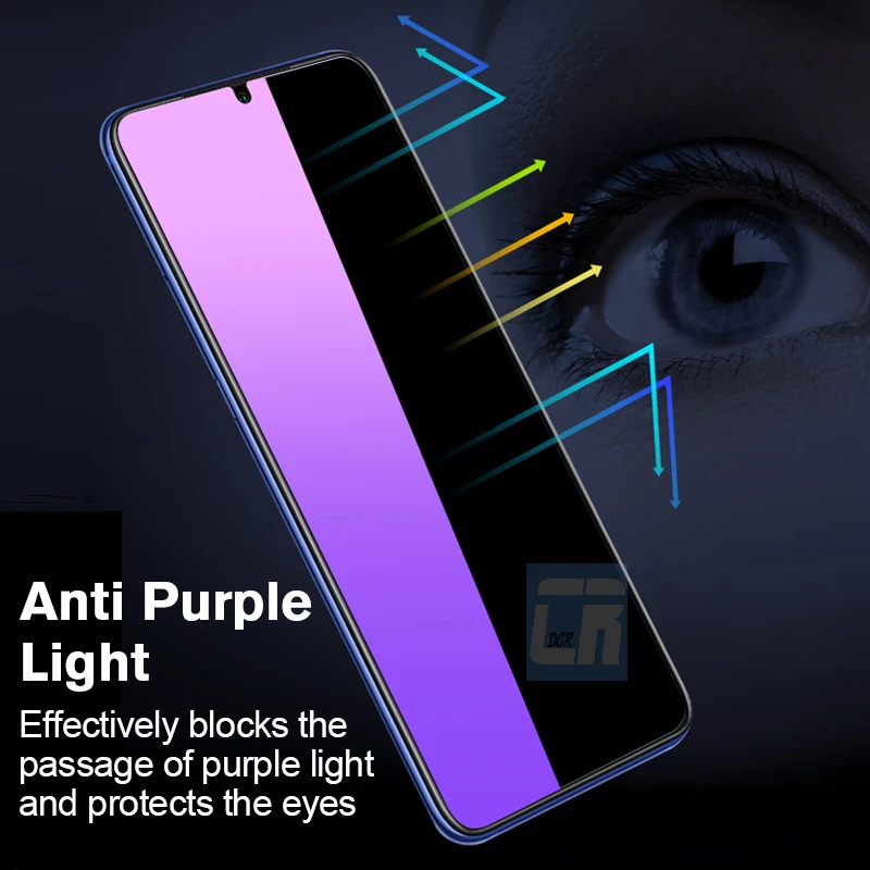 1-3Pcs Anti Purple Light Tempered Glass for Xiaomi Redmi Note 10 9 9s 10s 11 8 7 6 K30 K40 Pro Max 8A 9A Screen Protector Glass