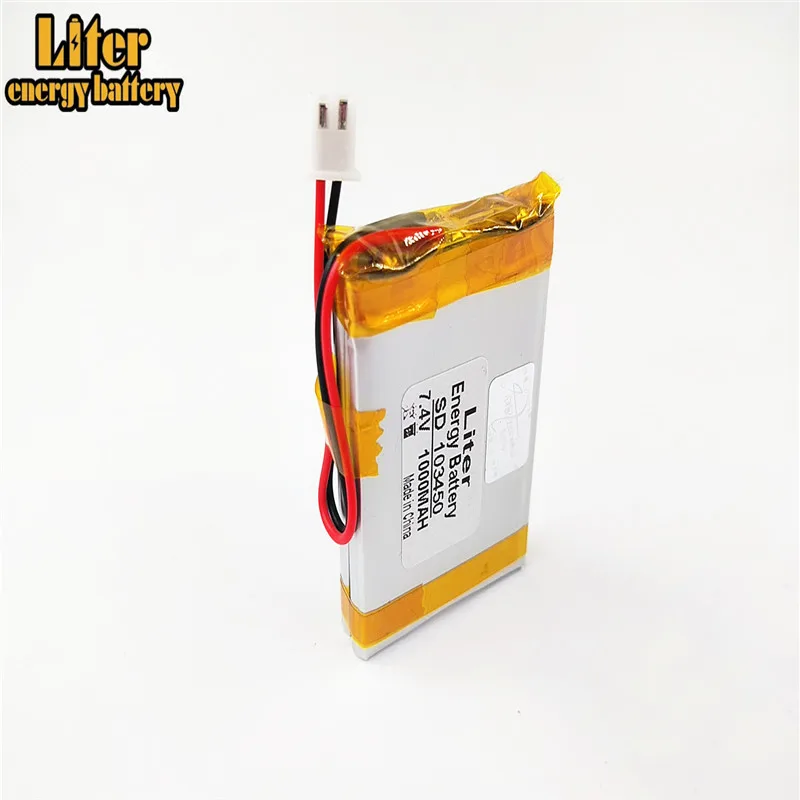 Złącze XH2.54-2P 7,4 V 1000 mAh 103450   Polimerowa bateria litowo-jonowa do miernika pola satelitarnego SATLINK TV WS-6933, WS-6923