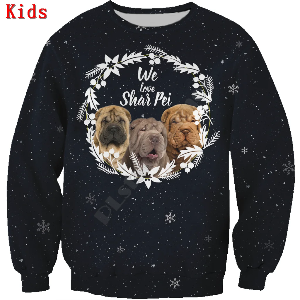 

Autumn Winter Shar Pei 3d printed Hoodies Pullover Boy For Girl Long Sleeve Shirts Kids Christmas Sweatshirt 03