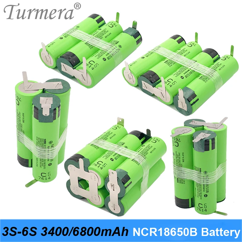 Turmera 3S 12.6V 4S 16.8V 5S 21V 18650 3400mAh Battery NCR18650B Battery 3400mAh 6800mAh for Screwdriver Battery (Customize) J07