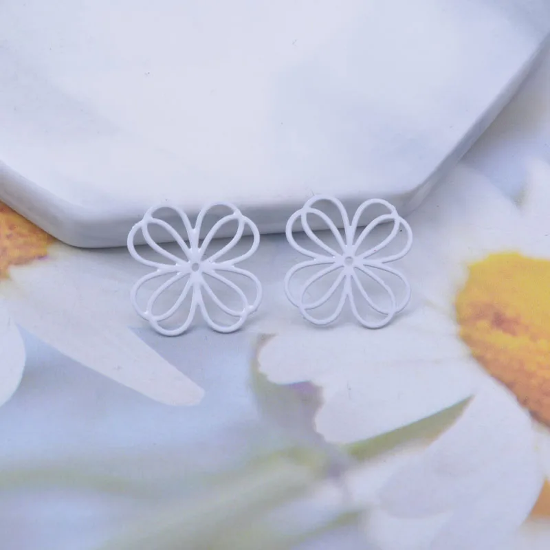 100 Stück AC6249 16mm Messing Blumen-Anhänger Verbinder DIY Schmuck Ohrring-Zubehör – Detail 9