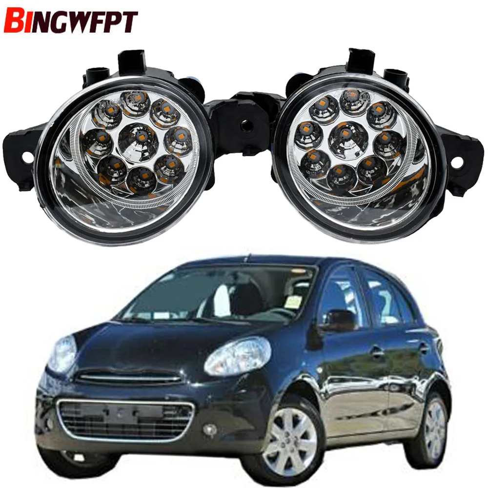 1pair Fog Light Assembly For Nissan Micra March 4/IV (K13) Hatchback 2010-2018 Car Front Bumper LED Fog Lamp 12V