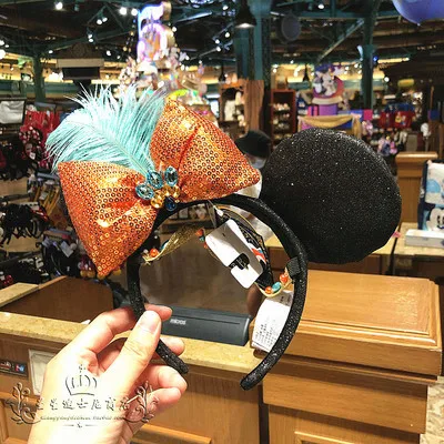 

2021New Shanghai Disney purchasing Minnie cartoon cute hair band hair accessories with voice retention series Headband