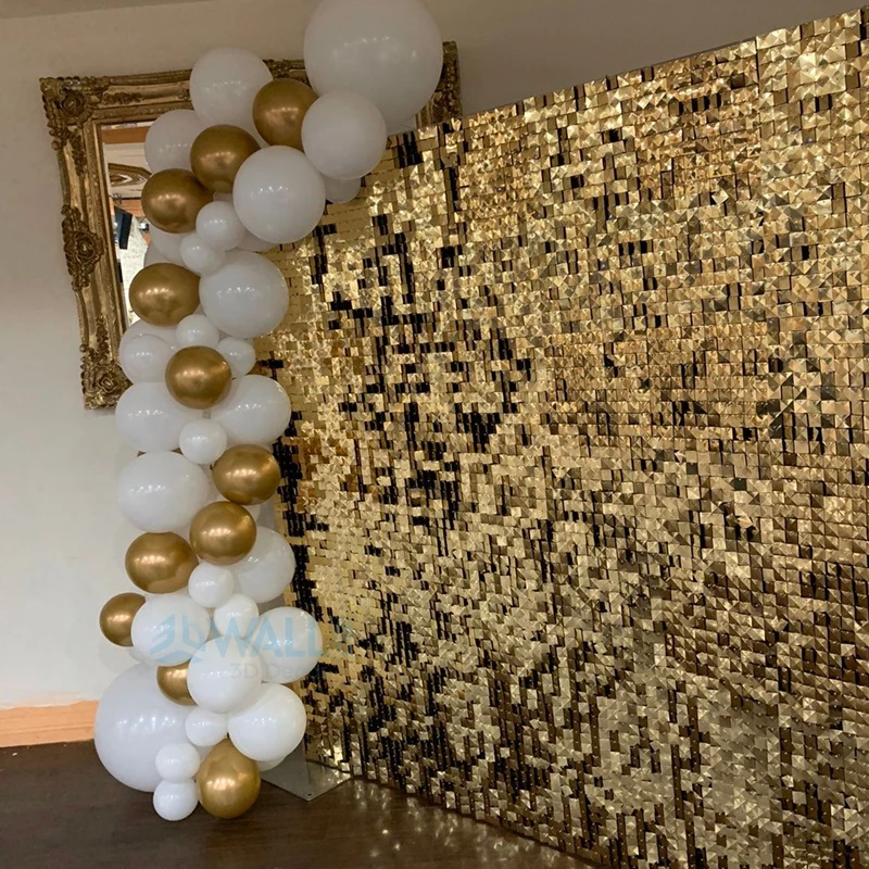 8ft/2.4m 3D Wall Stickers crystal pneumatic sequins mirror Golden wall cloth paint birthday Wedding party background wall decor