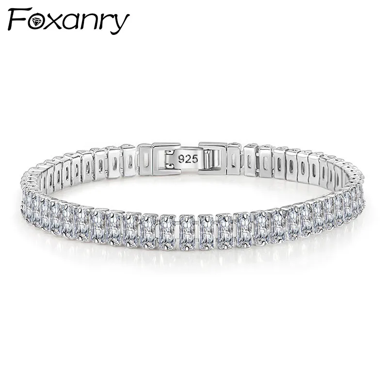 Foxanry Stamp Bracelets Party Accessories Trendy Elegant Creative Sparkling Zircon Design Bride Jewelry for Women