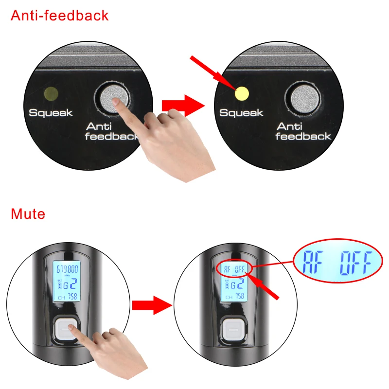 Imagem -04 - Lomeho-multi Frequency Metal Handheld Microfone sem Fio Anti-wired Mute dj Party Karaoke Igreja Way 2x380 dc 5v Lo-u11