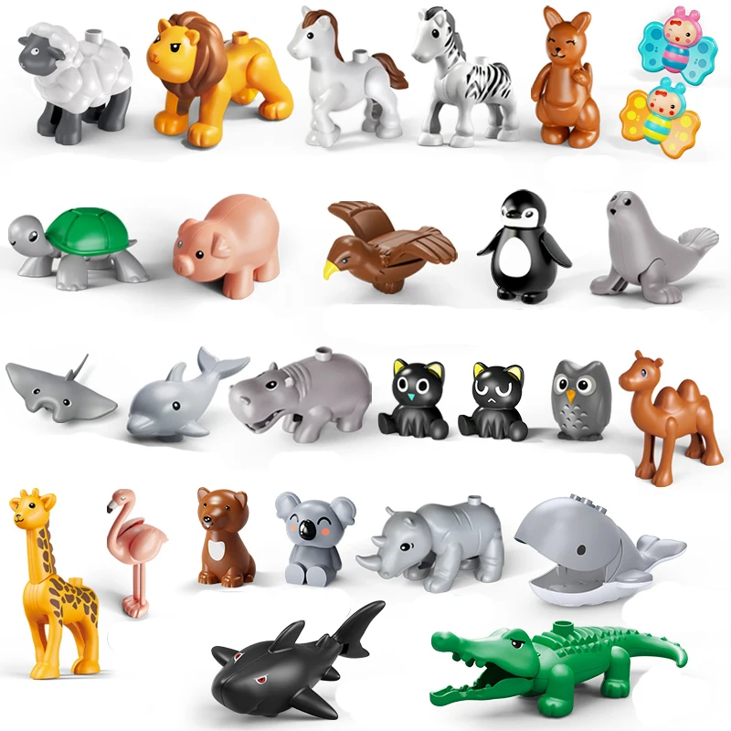 Big Size Animal Model Building Blocks Accessories Lion Sheep Koala Bear Monkey Deer Giraffe Penguin Zebra Toys For Children