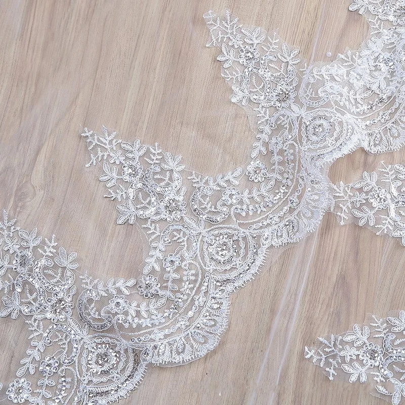 New Arrival Ivory Wedding Veil Long Lace Appliques Birdcage veil Wedding accessories Sexy Bridal Veils velos de novia