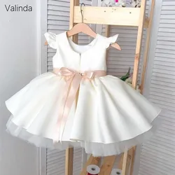 Baby Toddler Girl Dresses with Sash Formal Occasion Birthday Party Gown Kids Clothing