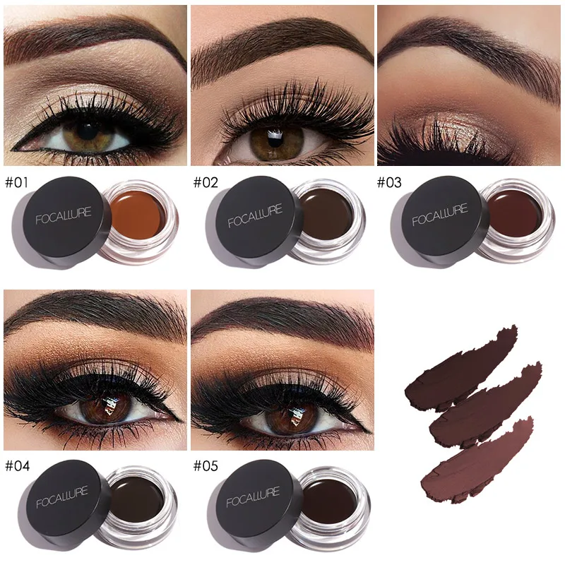 FOCALLURE 5 Colors Eyebrow Gel Waterproof Long Lasting Eyebrow Enhancer Eye Brow Powder Cream Makeup Women Cosmetics