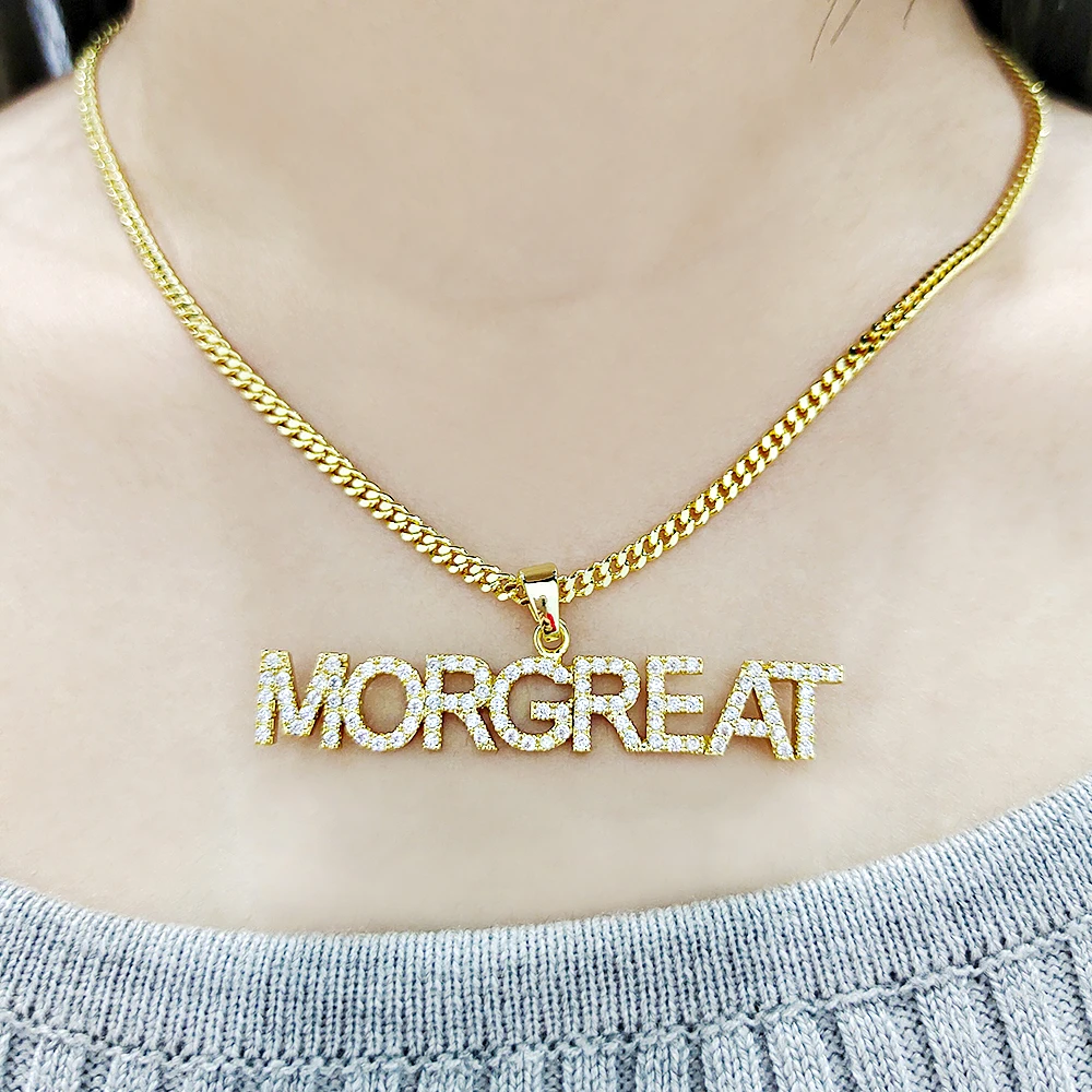 DODOAI Custom Name Necklaces 9mm Letters Necklace for Women Name Necklaces Numbers Personaliz Necklace Crystal Pendant for Women