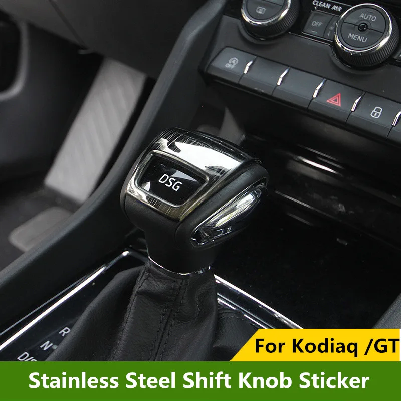 Stainless Steel Car Gear Shift Knob Cover Sticker Moulding Trim for Skoda Kodiaq GT 2017 2018 2019 2020 2021 2022 2023 Styling